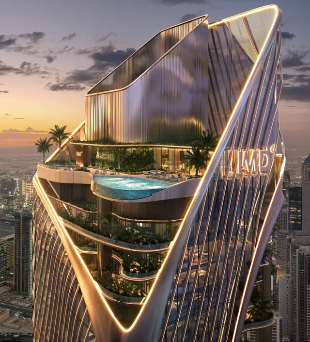 Artist's impression of the tower crown with infinity pool on level 87