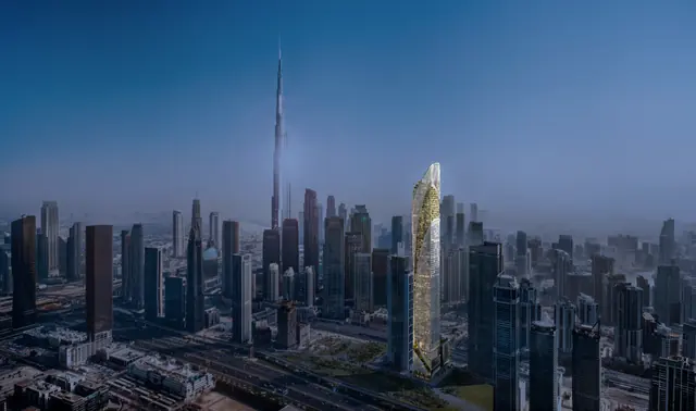 Aerial view of the tower location between DIFC, Downtown and Business Bay