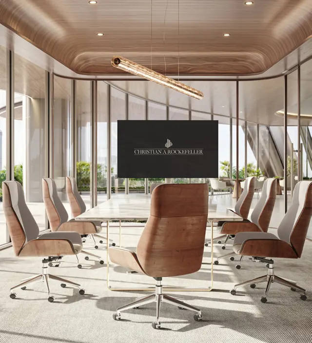Meeting room with city views