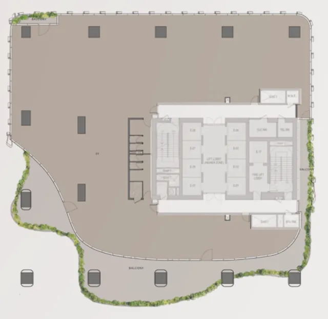 Floor plan of a full-floor office
