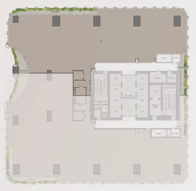 Floor plan of a half-floor office